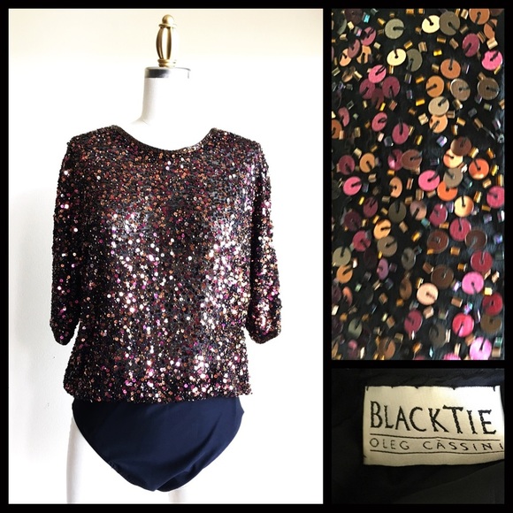 Flash Sale! Vintage Oleg Cassini sequin body suit. - Picture 3 of 5